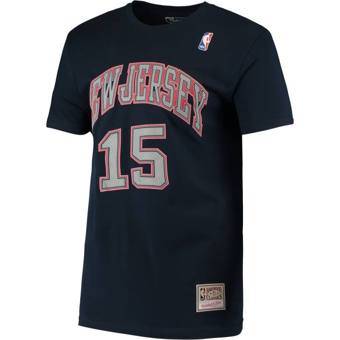 NBA 0F6D2197 new jersey nets vince carter mitchell & ness navy hardwood classics puntada nombre y número camiseta
