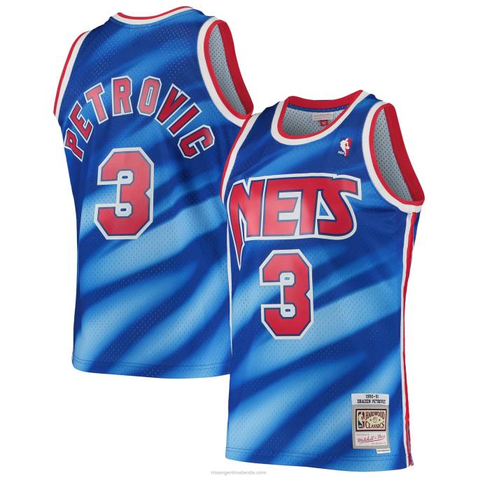 NBA 0F6D2893 new jersey nets drazen petrovic mitchell & ness azul 1990-91 hardwood classics swingman jersey