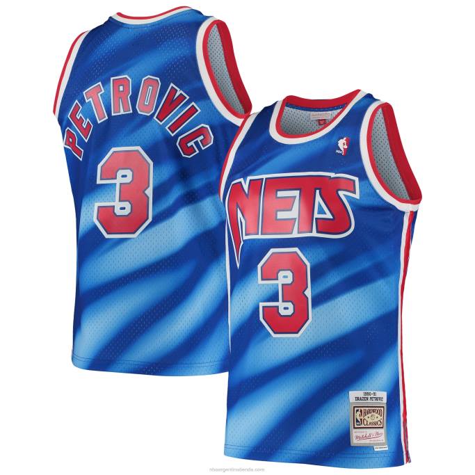 NBA 0F6D2893 new jersey nets drazen petrovic mitchell & ness azul 1990-91 hardwood classics swingman jersey