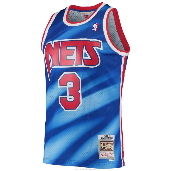 NBA 0F6D2893 new jersey nets drazen petrovic mitchell & ness azul 1990-91 hardwood classics swingman jersey
