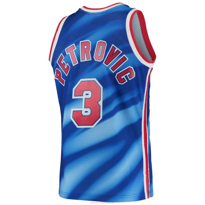 NBA 0F6D2893 new jersey nets drazen petrovic mitchell & ness azul 1990-91 hardwood classics swingman jersey