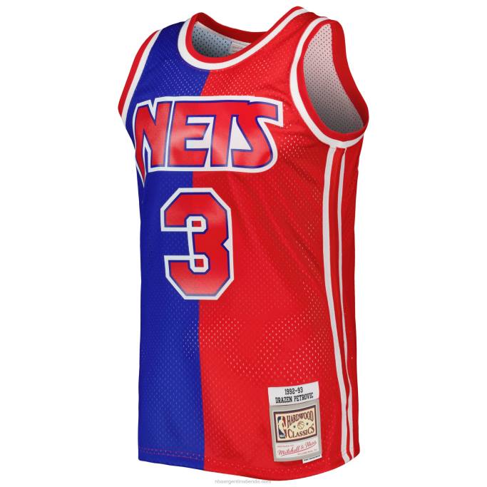 NBA 0F6D4622 new jersey nets drazen petrovic blue/red hardwood classics 199split swingman jersey
