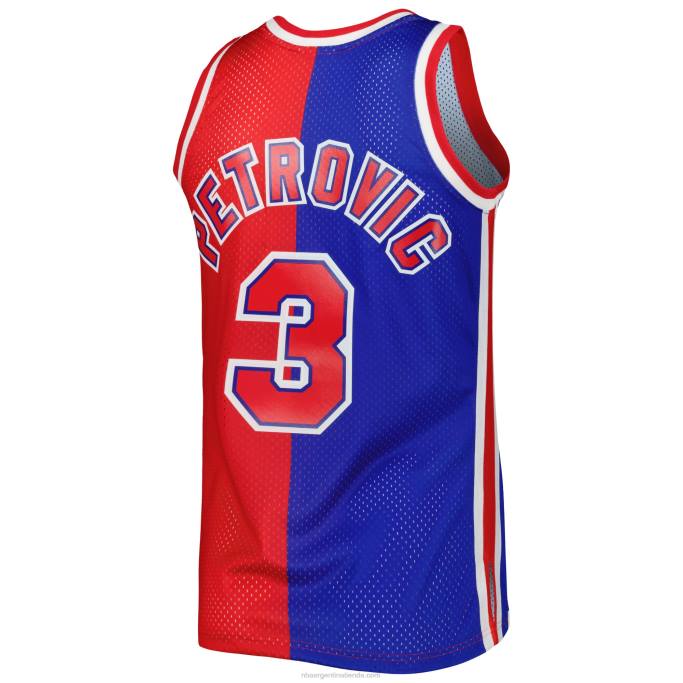 NBA 0F6D4622 new jersey nets drazen petrovic blue/red hardwood classics 199split swingman jersey