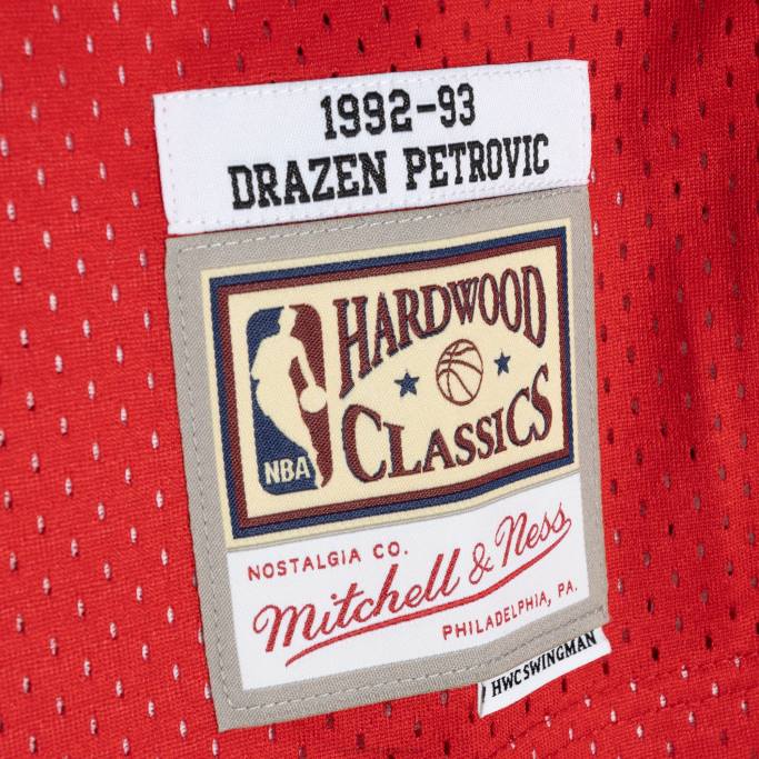 NBA 0F6D4622 new jersey nets drazen petrovic blue/red hardwood classics 199split swingman jersey