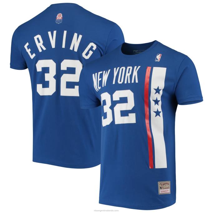 NBA 0F6D4646 new york nets julius erving mitchell & ness blue hardwood classics puntada nombre y número camiseta
