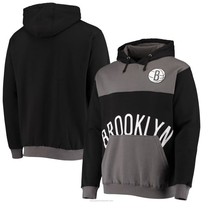 NBA 0F6D5738 new jersey nets sudadera con capucha de gran tamaño en tono negro/gris