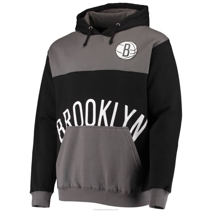 NBA 0F6D5738 new jersey nets sudadera con capucha de gran tamaño en tono negro/gris