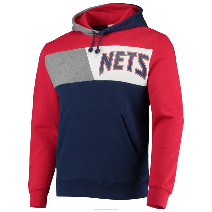 NBA 0F6D6683 new jersey nets mitchell & ness azul marino hardwood classics colorblock sudadera con capucha