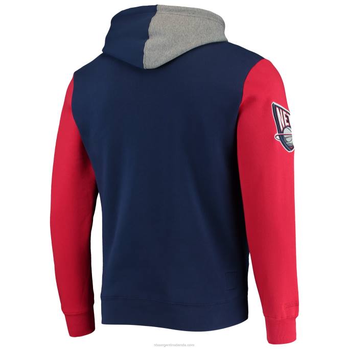 NBA 0F6D6683 new jersey nets mitchell & ness azul marino hardwood classics colorblock sudadera con capucha