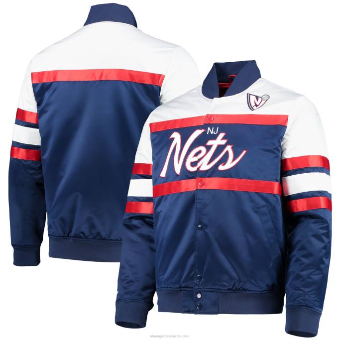 NBA 0F6D7361 new jersey nets mitchell & ness azul marino hardwood classics script satén full-snap chamarra
