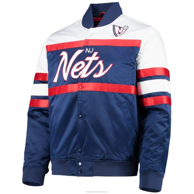 NBA 0F6D7361 new jersey nets mitchell & ness azul marino hardwood classics script satén full-snap chamarra