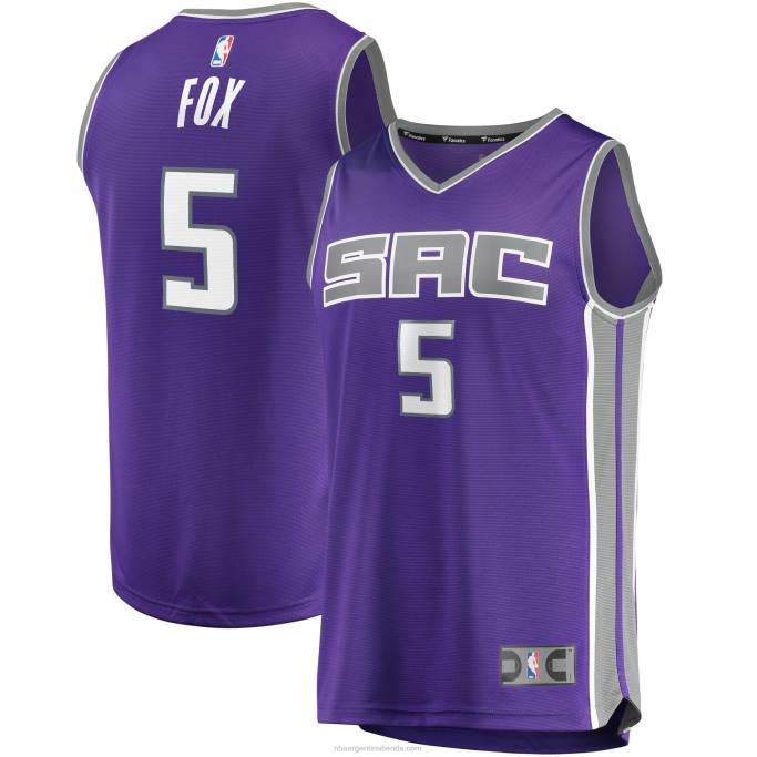 NBA 0F6D102 Réplica de camiseta de jugador de fast break morada de sacramento kings de'aaron fox