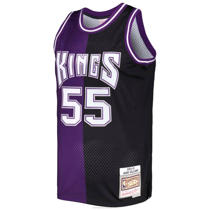 NBA 0F6D1468 sacramento kings jason williams mitchell & ness púrpura / negro hardwood classics split swingman jersey