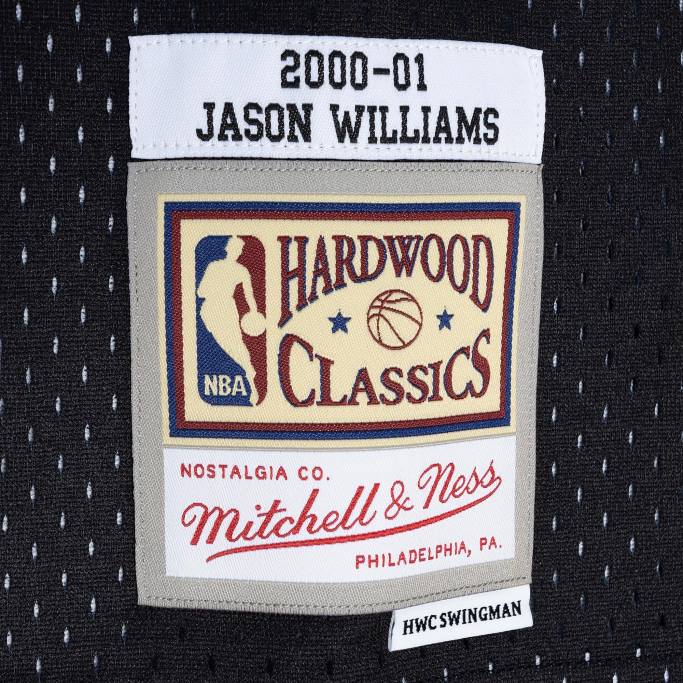 NBA 0F6D1468 sacramento kings jason williams mitchell & ness púrpura / negro hardwood classics split swingman jersey