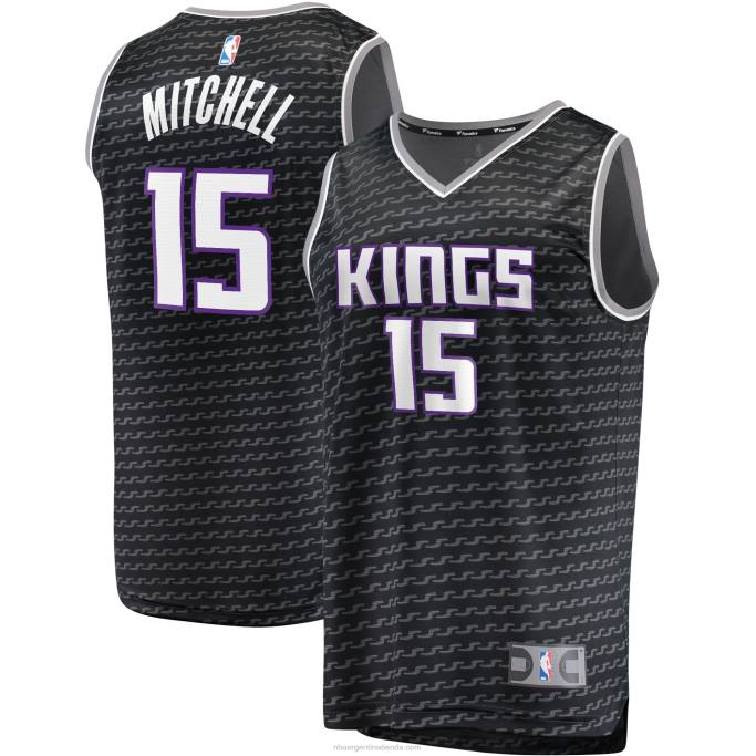NBA 0F6D1690 Sacramento Kings Davion Mitchell Réplica de camiseta negra de ruptura rápida