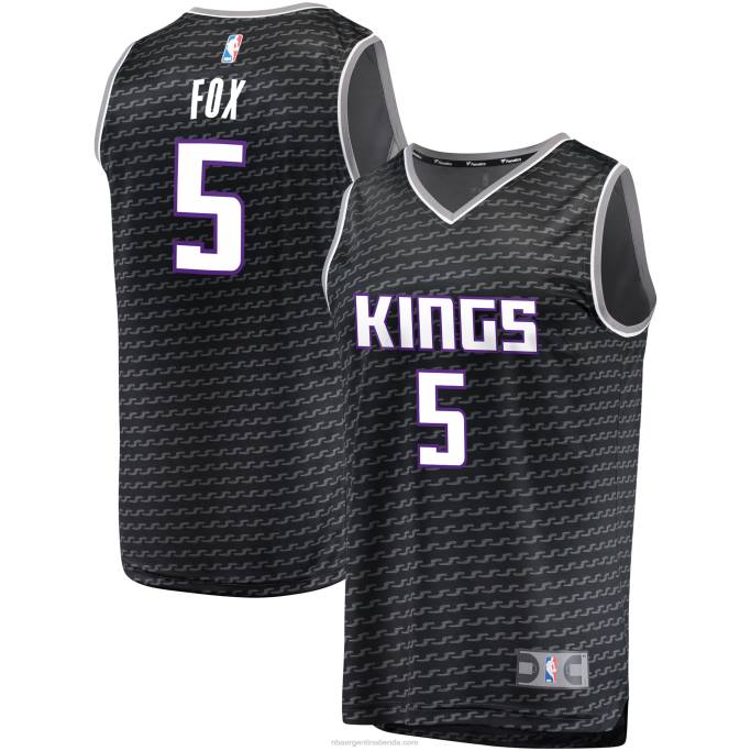 NBA 0F6D3184 Camiseta Sacramento Kings De'aaron Fox Réplica Fast Break Negra