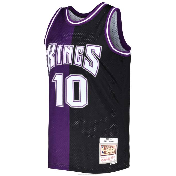NBA 0F6D3204 sacramento kings mike bibby mitchell & ness púrpura/negro hardwood classics split swingman jersey
