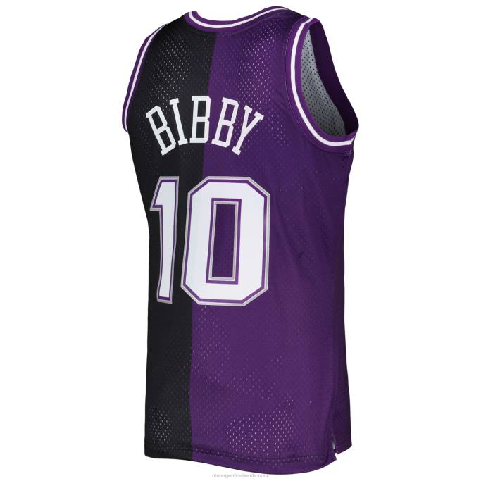 NBA 0F6D3204 sacramento kings mike bibby mitchell & ness púrpura/negro hardwood classics split swingman jersey