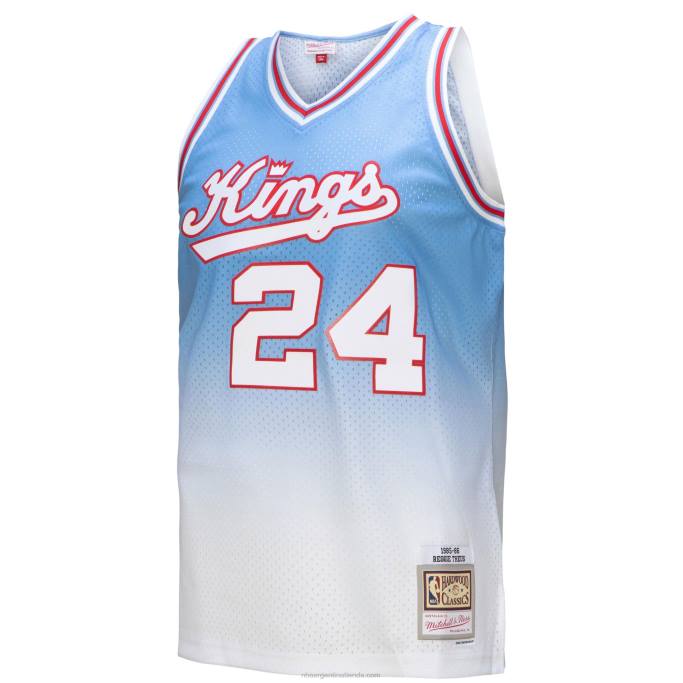 NBA 0F6D4193 sacramento kings reggie theus blanco/azul claro hardwood classics fadeaway swingman player jersey
