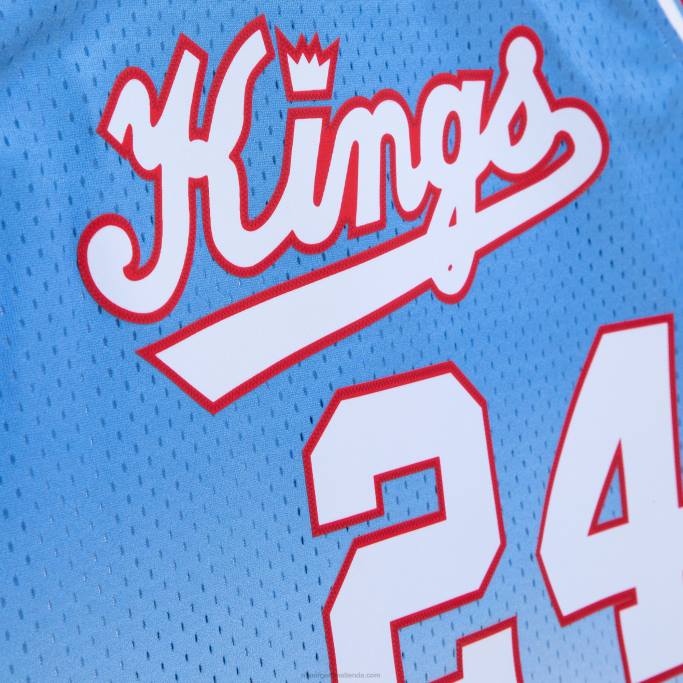 NBA 0F6D4193 sacramento kings reggie theus blanco/azul claro hardwood classics fadeaway swingman player jersey