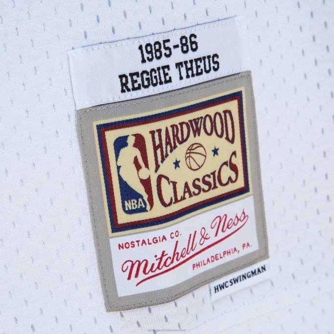 NBA 0F6D4193 sacramento kings reggie theus blanco/azul claro hardwood classics fadeaway swingman player jersey