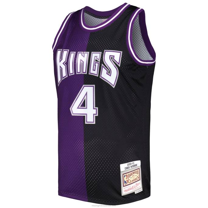 NBA 0F6D531 sacramento kings chris webber mitchell & ness púrpura / negro hardwood classics split swingman jersey