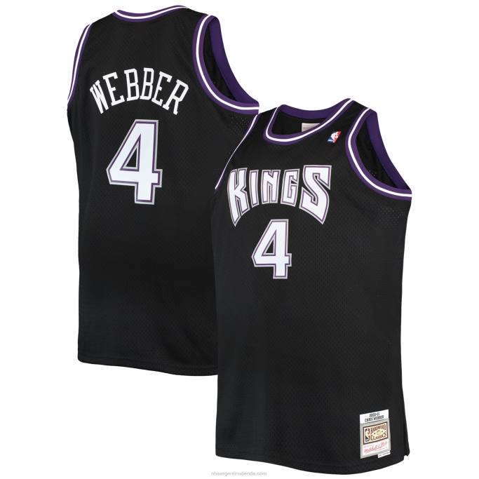 NBA 0F6D5721 sacramento kings chris webber mitchell & ness negro grande y alto clásico de madera dura jersey swingman
