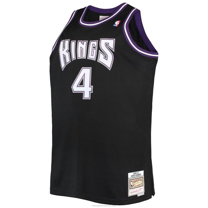 NBA 0F6D5721 sacramento kings chris webber mitchell & ness negro grande y alto clásico de madera dura jersey swingman