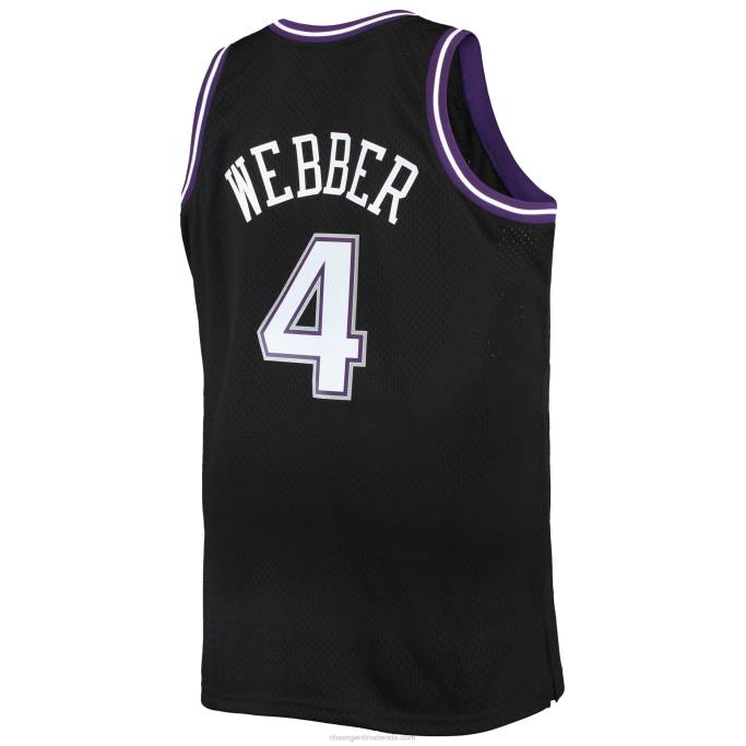 NBA 0F6D5721 sacramento kings chris webber mitchell & ness negro grande y alto clásico de madera dura jersey swingman