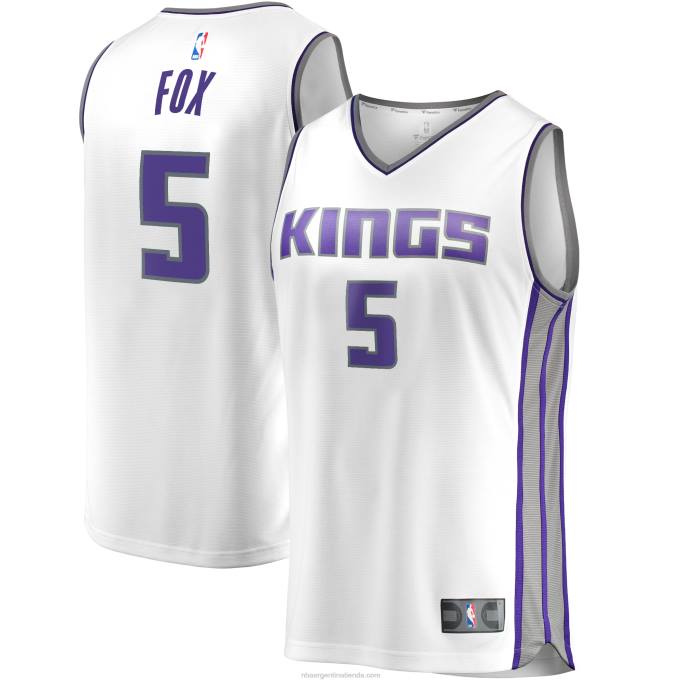 NBA 0F6D7457 Sacramento Kings De'Aaron Fox White Réplica de camiseta de jugador Fast Break