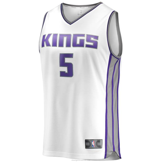 NBA 0F6D7457 Sacramento Kings De'Aaron Fox White Réplica de camiseta de jugador Fast Break