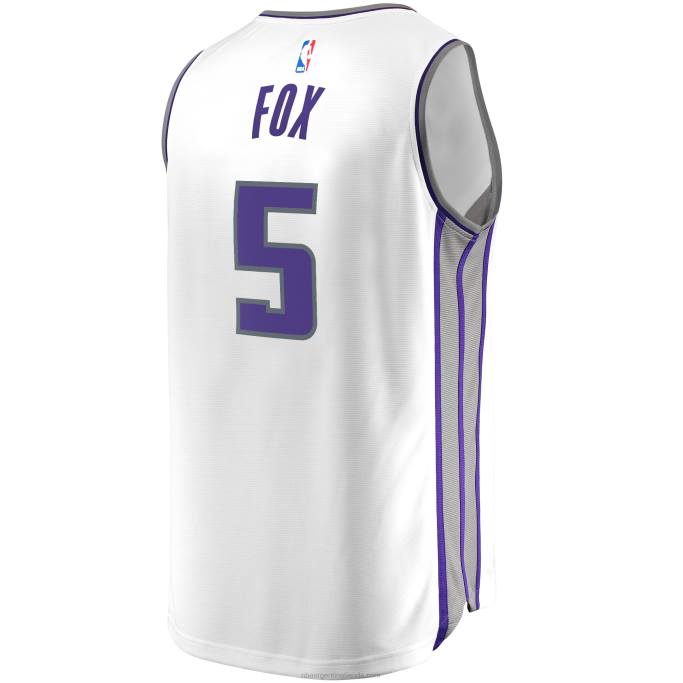 NBA 0F6D7457 Sacramento Kings De'Aaron Fox White Réplica de camiseta de jugador Fast Break
