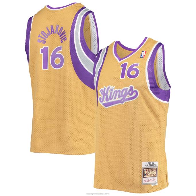 NBA 0F6D7838 sacramento kings peja stojakovic mitchell & ness oro hardwood classics swingman jersey