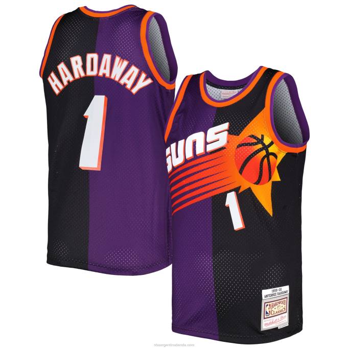 NBA 0F6D1514 phoenix suns penny hardaway mitchell & ness púrpura / negro hardwood classics split swingman jersey