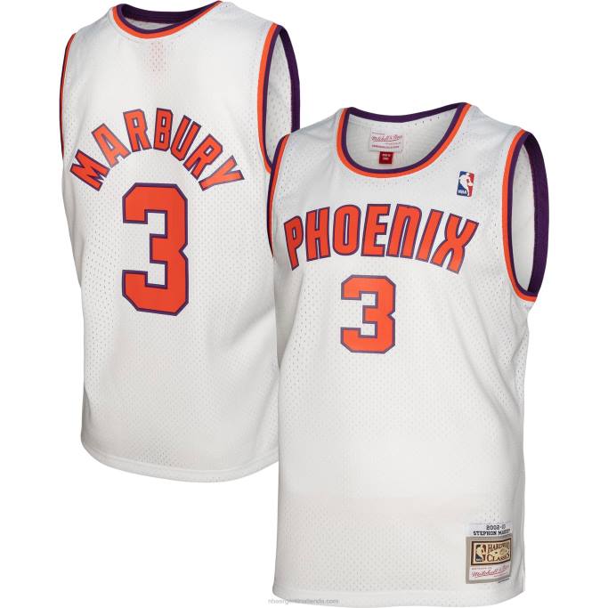 NBA 0F6D4252 phoenix suns stephon marbury mitchell & ness white hardwood classics swingman jersey