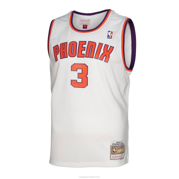 NBA 0F6D4252 phoenix suns stephon marbury mitchell & ness white hardwood classics swingman jersey
