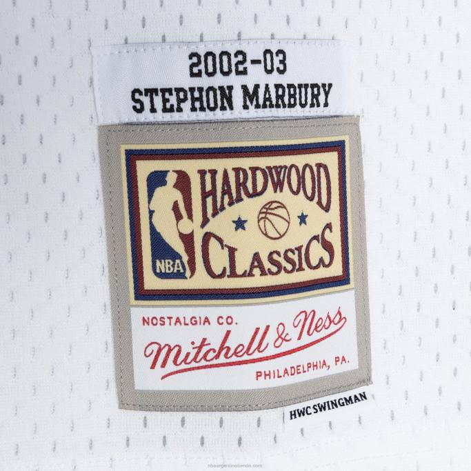 NBA 0F6D4252 phoenix suns stephon marbury mitchell & ness white hardwood classics swingman jersey