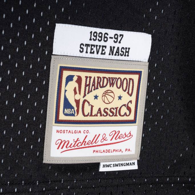 NBA 0F6D476 phoenix suns steve nash mitchell & ness púrpura / negro hardwood classics split swingman jersey