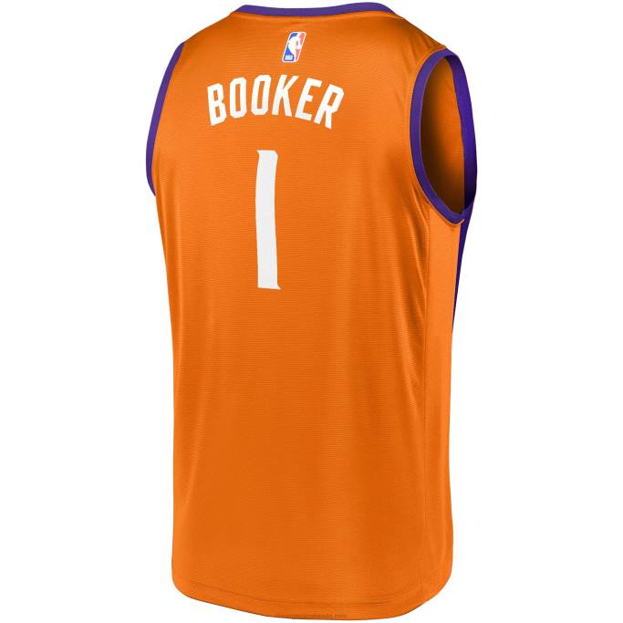 NBA 0F6D4840 Phoenix Suns Devin Booker Réplica de camiseta naranja del equipo Fast Break