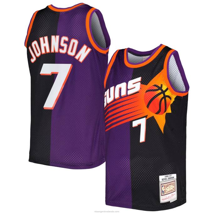 NBA 0F6D5454 phoenix suns kevin johnson mitchell & ness púrpura / negro hardwood classics split swingman jersey
