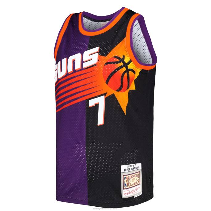 NBA 0F6D5454 phoenix suns kevin johnson mitchell & ness púrpura / negro hardwood classics split swingman jersey