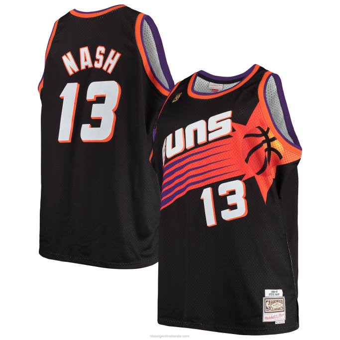 NBA 0F6D597 phoenix suns steve nash mitchell & ness negro grande y alto clásico de madera dura jersey