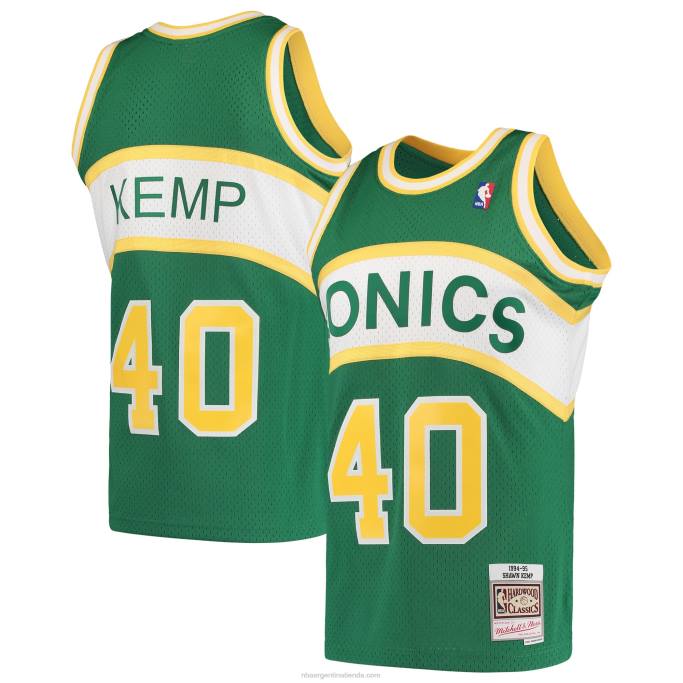 NBA 0F6D2038 seattle supersonics shawn kemp mitchell & ness green hardwood classics swingman jersey