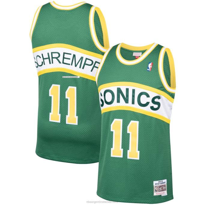 NBA 0F6D2887 seattle supersonics detlef schrempf mitchell & ness verde madera dura clásicos alero player jersey