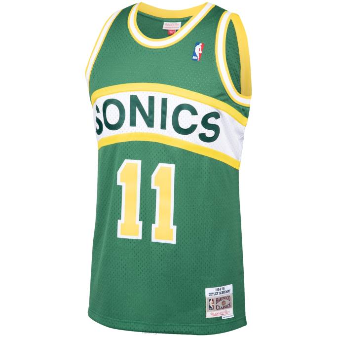 NBA 0F6D2887 seattle supersonics detlef schrempf mitchell & ness verde madera dura clásicos alero player jersey
