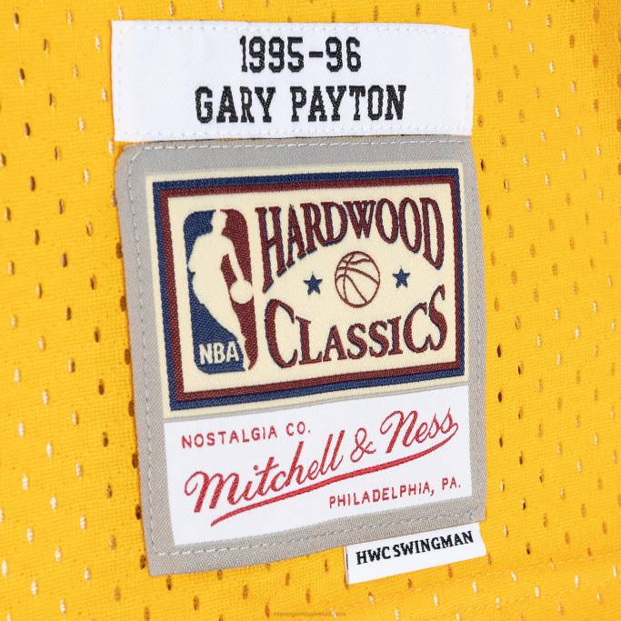 NBA 0F6D3327 seattle supersonics gary payton mitchell & ness verde/dorado hardwood classics split swingman jersey