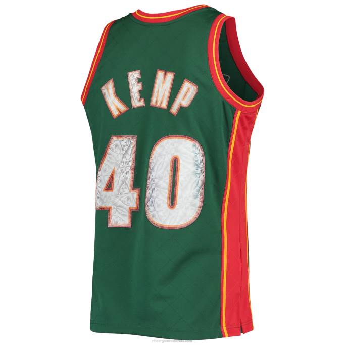 NBA 0F6D6611 seattle supersonics shawn kemp verde madera dura clásicos 75 aniversario diamante swingman jersey