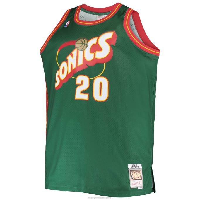 NBA 0F6D7540 seattle supersonics gary payton mitchell & ness verde grande y alto clásico de madera dura swingman jersey
