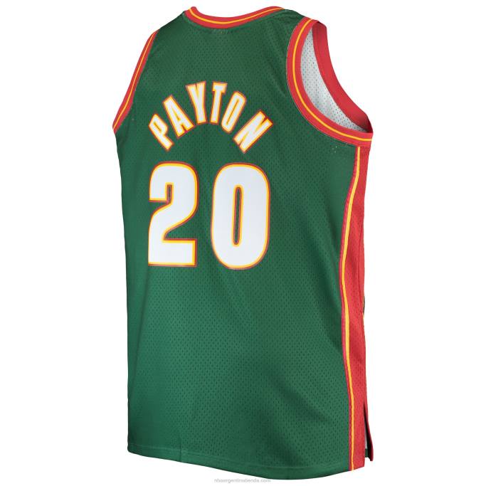 NBA 0F6D7540 seattle supersonics gary payton mitchell & ness verde grande y alto clásico de madera dura swingman jersey