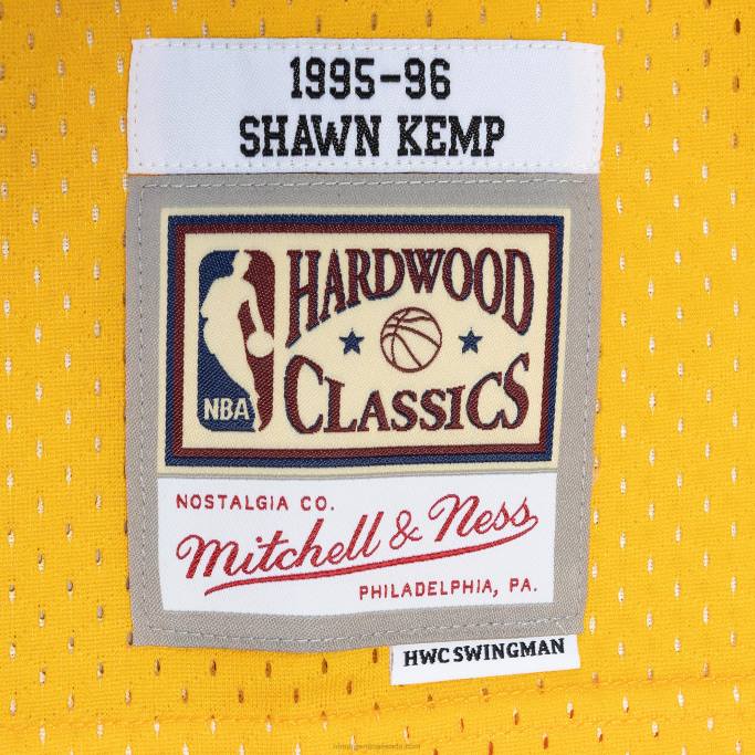 NBA 0F6D987 Seattle supersonics shawn kemp mitchell & ness verde/dorado hardwood classics split swingman jersey